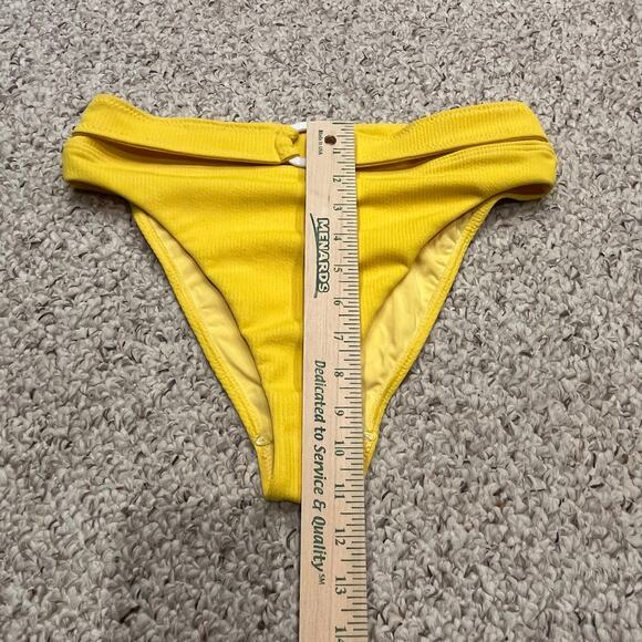 NWT Suboo Ines High Cut Bikini Bottom Sz L Yellow Swim Beach Vacation - Picture 5 of 8